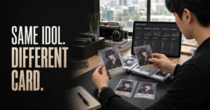 K-pop photocard resale value analysis comparing exact card identity, POB, Lucky Draw, supply and completed transaction signals